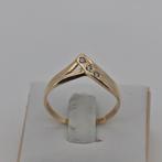 Gouden ring 14k (585) met 3 witte saffiertjes, maat 20,5, Sieraden, Tassen en Uiterlijk, Ringen, 20 of groter, Ophalen of Verzenden