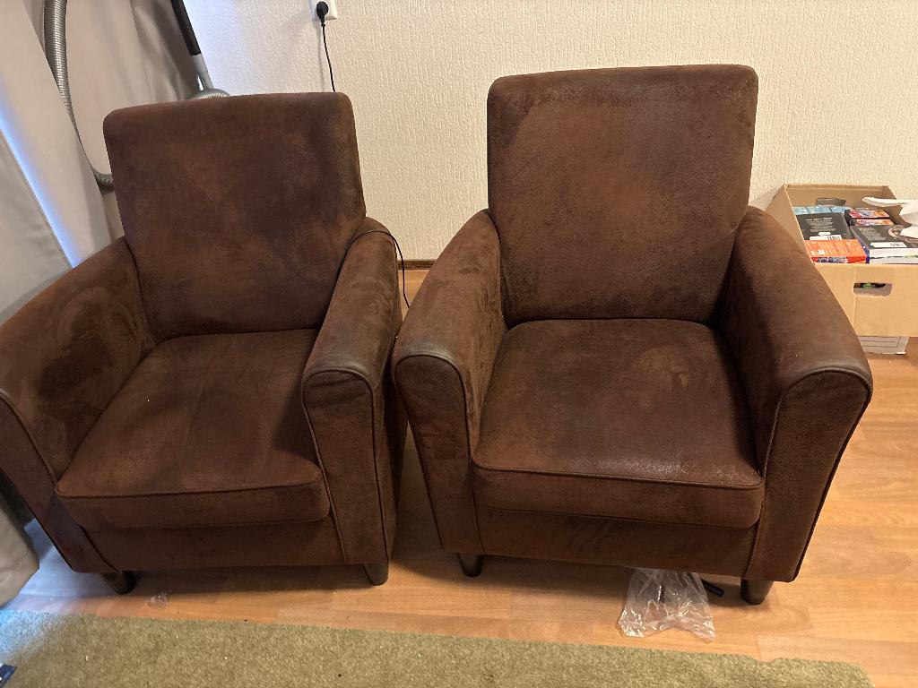 Leren kuipstoelen bruin, Huis en Inrichting, Ophalen, Zo goed als nieuw, 50 tot 75 cm, Leer