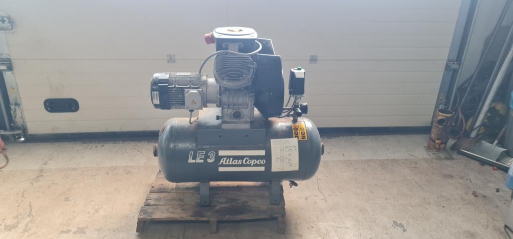 Atlas Copco compressor LE 3-10 SE 90 – 90L – 400V zeer stil, Doe-het-zelf en Verbouw, Compressors, Ophalen, Gebruikt, 6 tot 10 bar