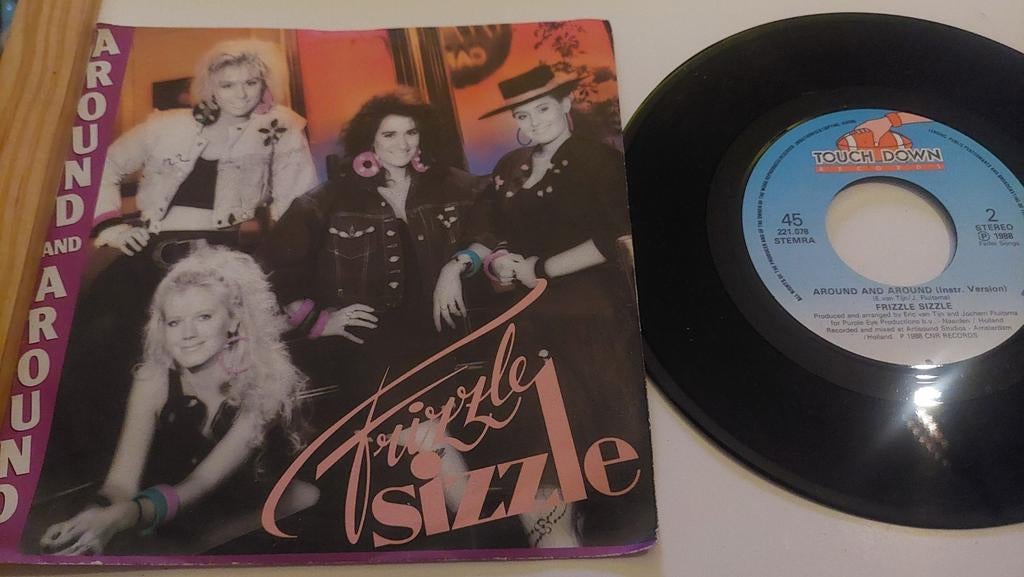 Frizzle Sizzle - Around and Around (Single, 1988), Gebruikt, Fotohoes, 7 inch, Ophalen of Verzenden