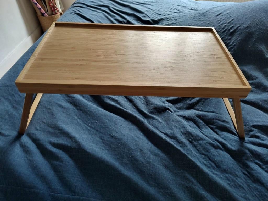 Ikea resgods, bed tafeltje, vouwbaar, bamboo, Ophalen, Zo goed als nieuw, Vierkant, Hout