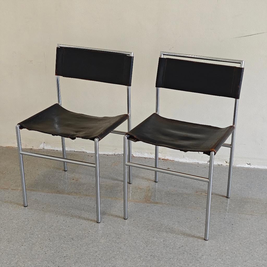 Vintage Metaform eetkamer stoelen, Ophalen, Gebruikt, Twee, Zwart