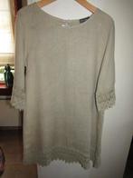 F1723 PERLA NERA mt M nieuw jurk beige linnen mat kant, Kleding | Dames, Jurken, Verzenden, Beige, Nieuw, Boven de knie