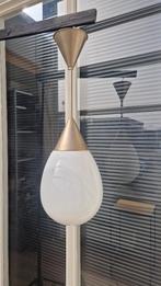 Hanglamp druppel Gispen stijl mat nikkel/opaal glas vintage, Huis en Inrichting, Lampen | Hanglampen, Ophalen, Gebruikt, Glas