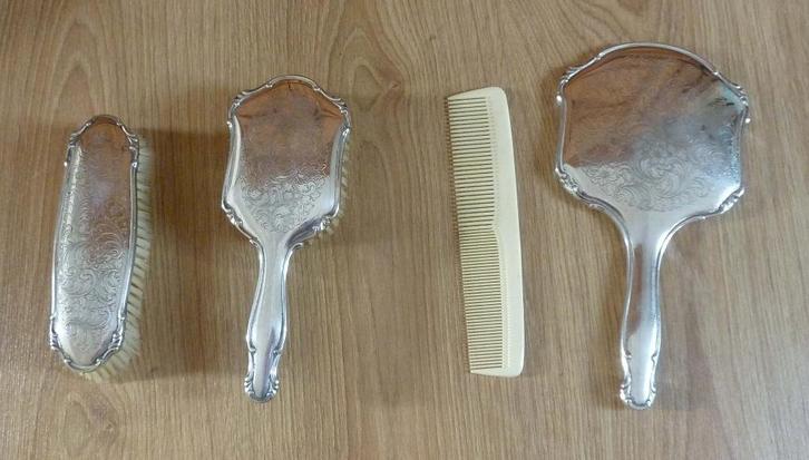 Verzilverde Kapstelset (4 delig), Antiek en Kunst, Antiek | Goud en Zilver, Ophalen of Verzenden