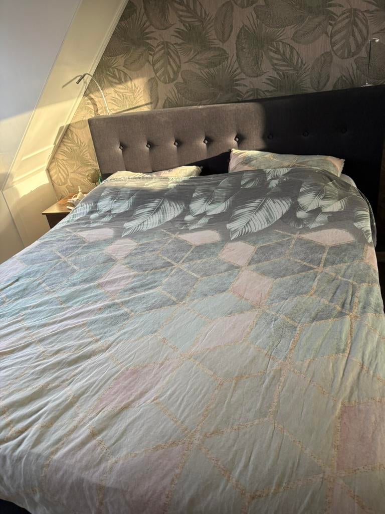 Swiss Sense Boxspring 160x200cm donkergrijs, Huis en Inrichting, Slaapkamer | Boxsprings, Ophalen, Mercato, Gebruikt, Tweepersoons