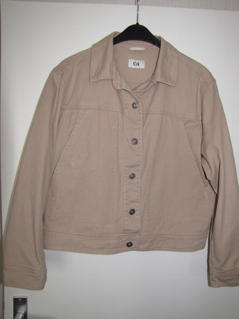 Spijker jas zand C&A 42, Beige, Maat 42/44 (L), Ophalen of Verzenden, Zo goed als nieuw