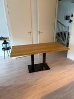 Robuuste houten tafel met metalen onderstel, Huis en Inrichting, Tafels | Eettafels, Ophalen, 50 tot 100 cm, Zo goed als nieuw