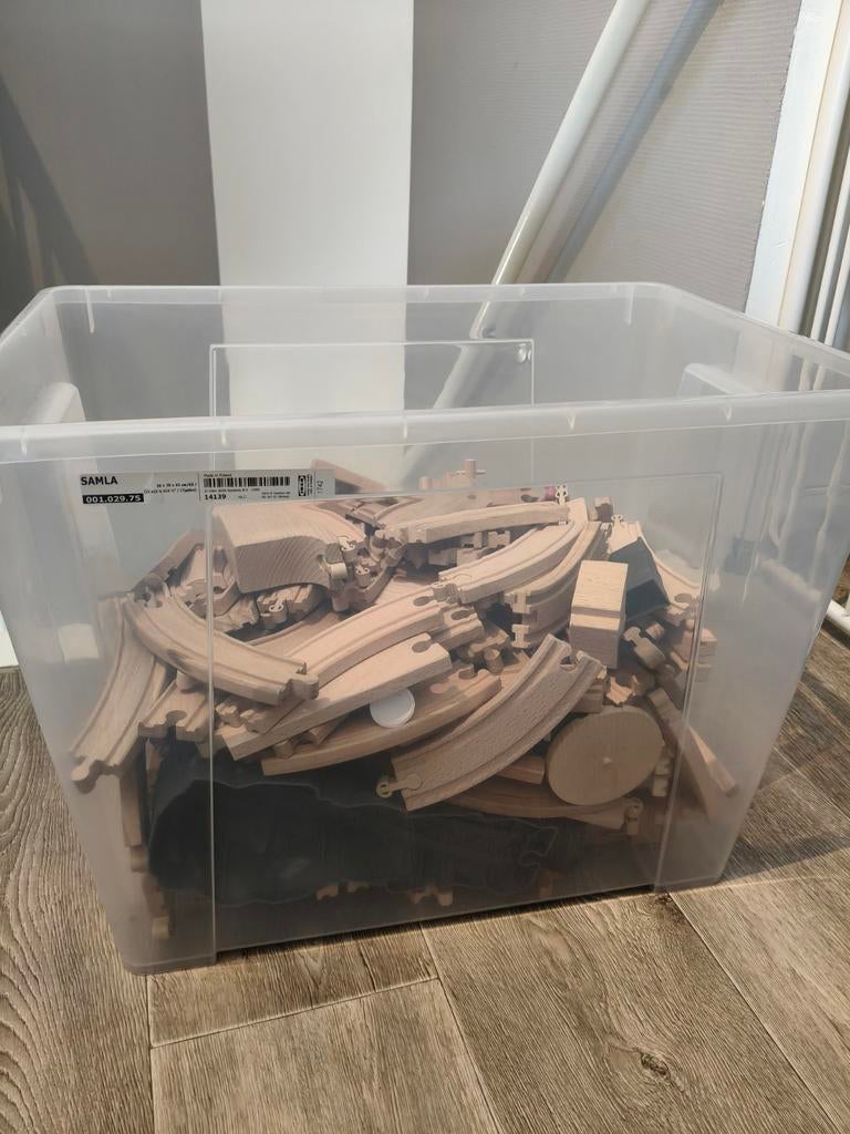 Grote partij houten treinbaan., Ophalen, Gebruikt, Overige typen