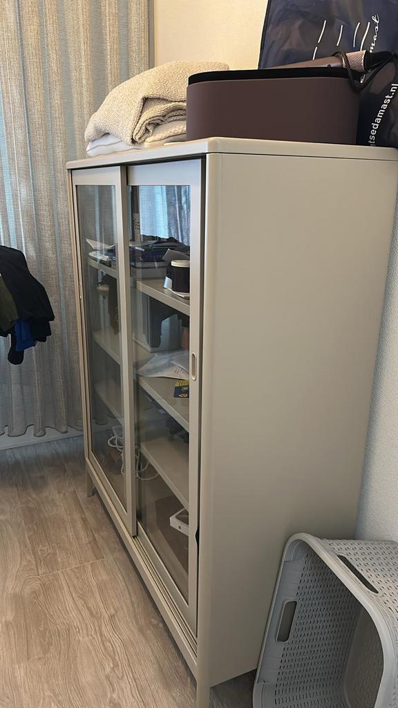 Kast stalen kast glazen ramen deuren, Ophalen, Zo goed als nieuw, 25 tot 50 cm, 200 cm of meer