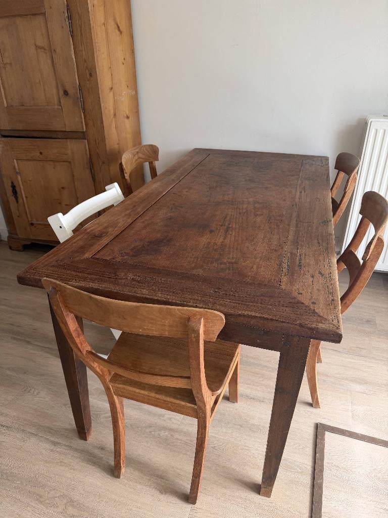 Massief teakhouten eettafel 180 x 90 cm. Landelijk., Huis en Inrichting, Tafels | Eettafels, Ophalen, Gebruikt, Teakhout, 50 tot 100 cm