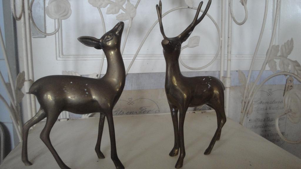 2 messing brons hertjes setprijs, Antiek en Kunst, Ophalen of Verzenden