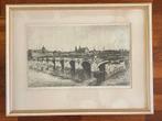 Ets Maastricht Brug over de Maas van Marius Janssen 25x40 cm, Antiek en Kunst, Kunst | Etsen en Gravures, Ophalen