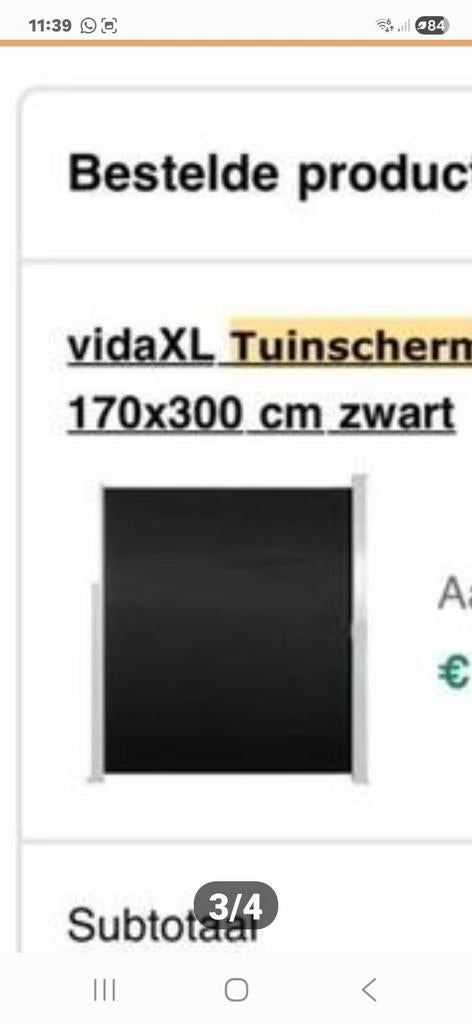 Tuinscherm nieuw in doos, met bon, antraciet uittrekbaar sch, Ophalen of Verzenden, Nieuw