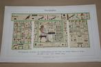 Antieke kleurenprent - Egyptische Hiëroglyfen - Ca 1900 !!, Ophalen of Verzenden, Voor 1940, Zo goed als nieuw, Overige onderwerpen
