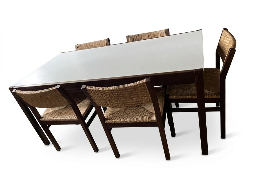 Vintage Set: Cees Braakman voor Pastoe (tafel + 5 Stoelen), Ophalen, Gebruikt, Vintage, Japandi, 4 tot 6 stoelen