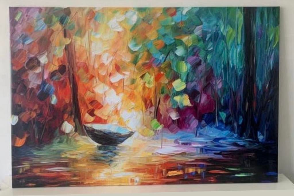 Abstract canvas-schilderij (120 x 80 cm), Ophalen