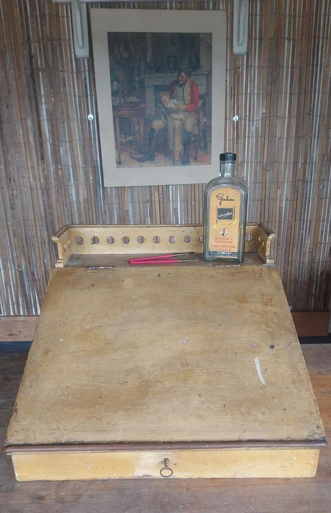 Antieke schrijftafel lessenaar met opstand ca 50 cm, Ophalen of Verzenden