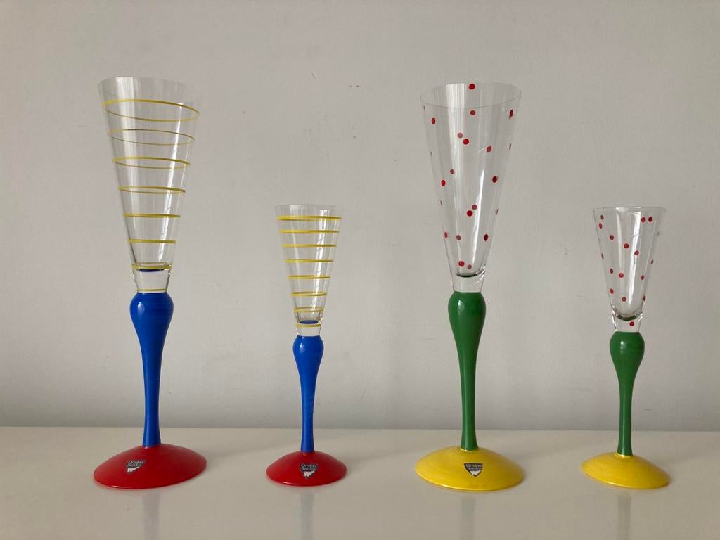 Anne Nilsson . Champagne “clown” glazen . Set van 4, Ophalen, Zo goed als nieuw, Overige typen