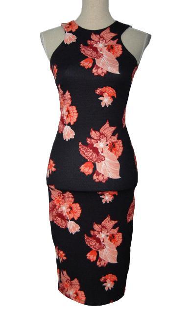 Nieuwe H&M retro jurk, flowers, zwart/roze, Mt. XS, Kleding | Dames, Jurken, Nieuw, Maat 34 (XS) of kleiner, Overige kleuren, Knielengte