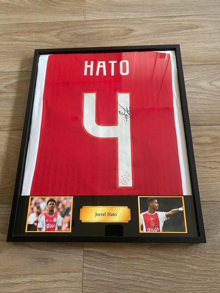 Gesigneerd Ajax Jorrel Hato shirt ingelijst, Sport en Fitness, Voetbal, Zo goed als nieuw, Shirt, Ophalen
