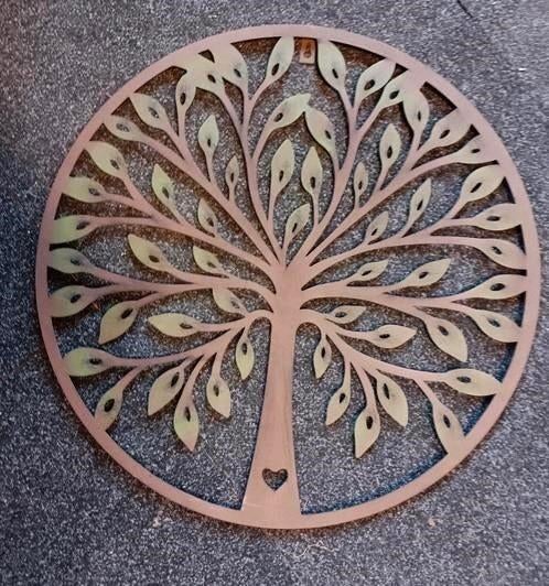 Metalen wanddecoratie levensboom Ø 52 cm, Tuin en Terras, Tuinwanddecoratie, Verzenden, Nieuw