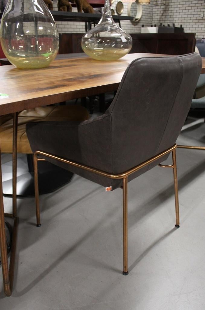 4 x luxe eetkamerstoel Jolly Jess Design leer koper bruin, Ophalen, Bruin, Zo goed als nieuw, Vier