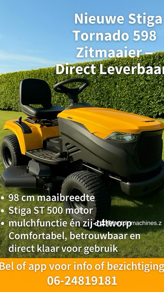 Stiga tornado 598 nieuw op voorraad!, Ophalen, Nieuw, Mulchfunctie, 90 tot 120 cm