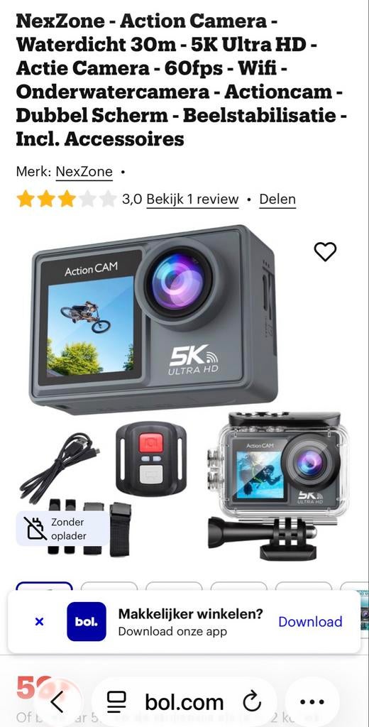 NexZone 5K Ultra HD Onderwatercamera - Actiecamera, Ophalen, Zo goed als nieuw, Overige merken