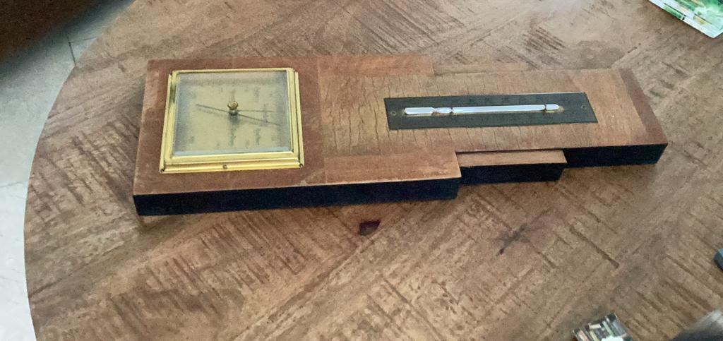 Art Deco barometer met thermometer uit de vroege 20e eeuw., Ophalen of Verzenden, Gebruikt, Weerstation