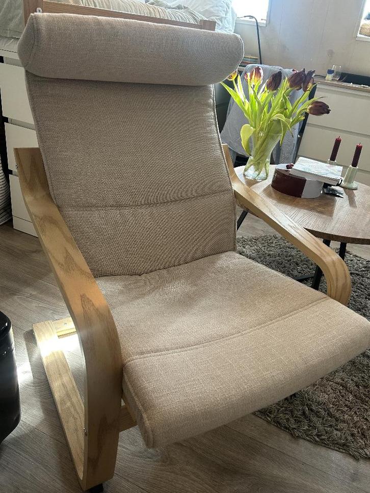 Loungestoel van Ikea, Huis en Inrichting, Fauteuils, Zo goed als nieuw, Hout, Stof, 50 tot 75 cm, 75 tot 100 cm, Ophalen
