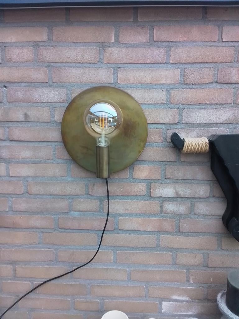 Wandlamp koper, drie stuks, Ophalen