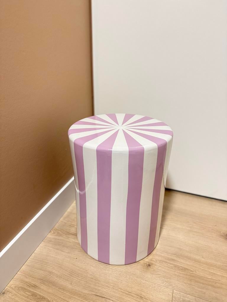 Bijzettafel zuil keramiek paars wit gestreept van Karwei, Ophalen, Zo goed als nieuw