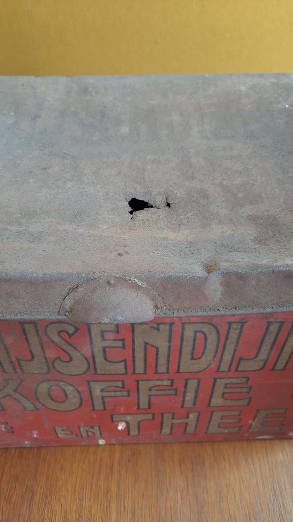 Vintage industrieel blik: Ijswndijk koffie, thee bewaar blik, Ophalen of Verzenden, Gebruikt, Koffie