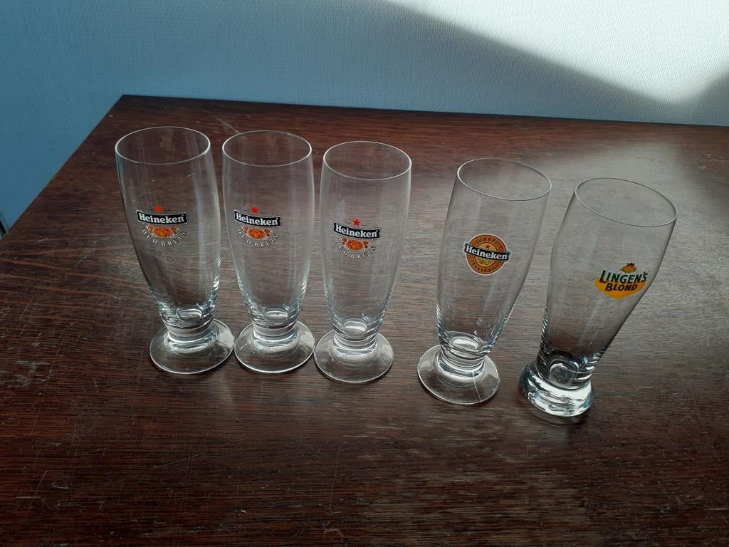 Heineken Oud Bruin Bierglazen (set van 3), Ophalen of Verzenden, Zo goed als nieuw, Heineken