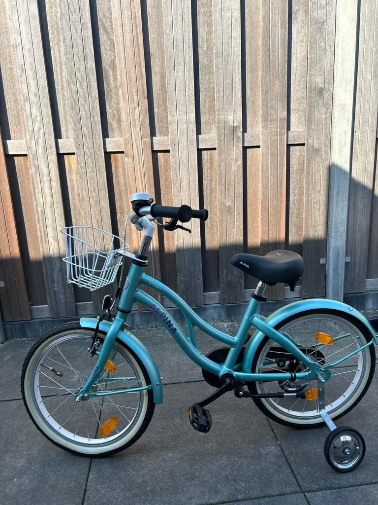 Alpina Ocean 18 inch kinderfiets met zijwieltjes, Fietsen en Brommers, Fietsen | Meisjes, Ophalen of Verzenden, Zo goed als nieuw