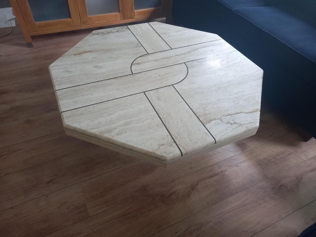 Natuursteen salontafel (Travertin), Ophalen, Overige materialen, Gebruikt, Tijdloos