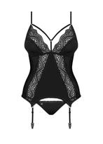 Obsessive Diyosa Jarretelkorset met String Maat S/M (702), Obsessive, Ophalen of Verzenden, Zwart, Setje