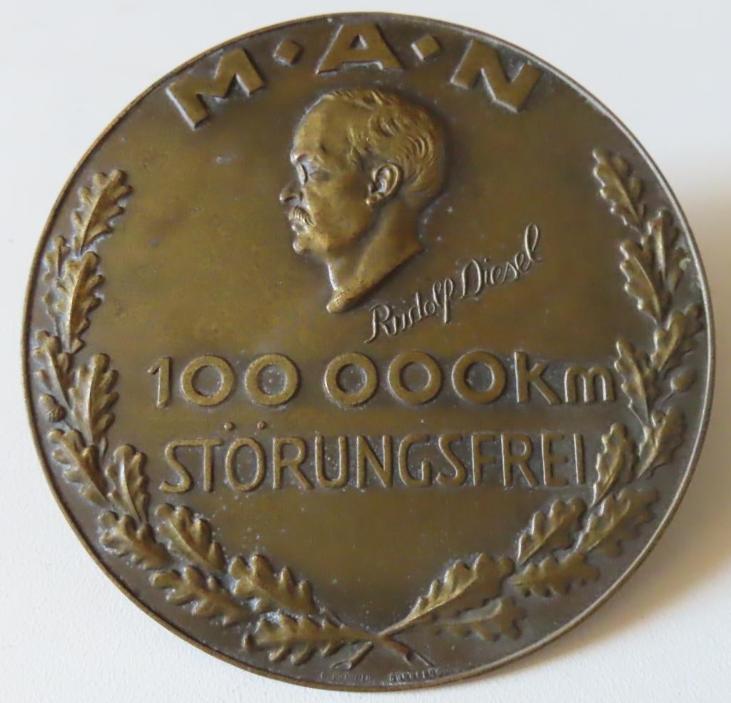 Plaquette  M.A.N. 100000 KM  STÖRINGSFREI, incl verzenden, Verzamelen, Verzenden, Zo goed als nieuw, Auto's