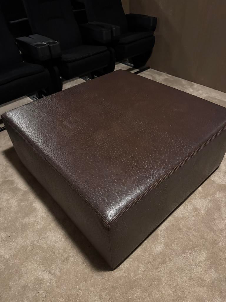 Poef/hocker struisvogelleer, Ophalen, Vierkant, 100 tot 125 cm, Leer