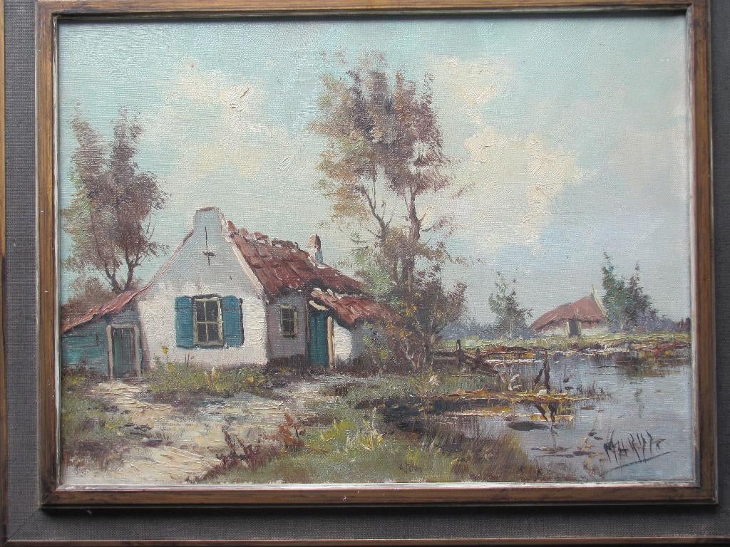 Olieverfschilderij op doek- gesigneerd Marijs, Ophalen of Verzenden