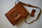 vintage stevig naturel leer tuigleer schoudertas zadeltas, Ophalen of Verzenden, Gebruikt, Bruin, Leer