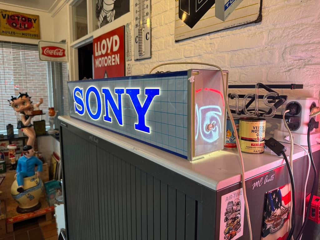 Vintage Sony Lichtbak Reclamebord - Uniek Verzamelobject, Verzamelen, Ophalen, Gebruikt, ., Lichtbak of (neon) lamp
