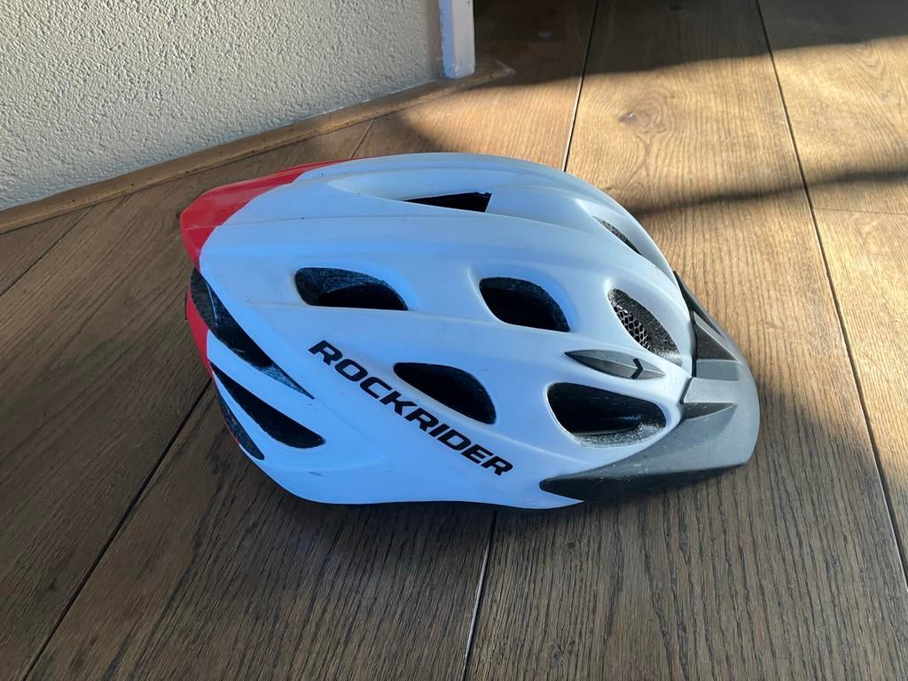 Rockrider fietshelm wit rood, Ophalen, Gebruikt, Overige maten, Heer of Dame