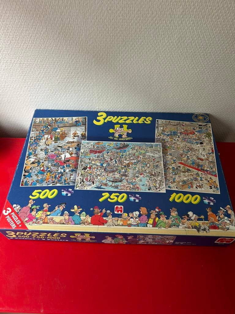 Te koop: Jan van Haasteren. Een 3 in 1 puzzel., Ophalen, Meer dan 1500 stukjes, Gebruikt, Legpuzzel