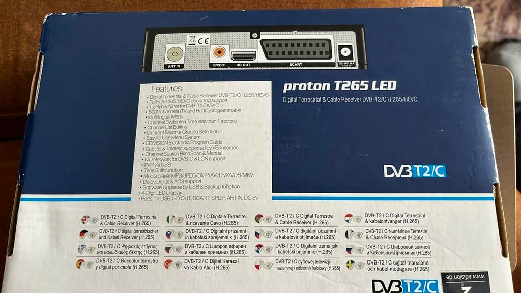 Edision Proton T265 LED DVB-T2/C digitale ontvanger, Ophalen of Verzenden, Gebruikt, Decoder