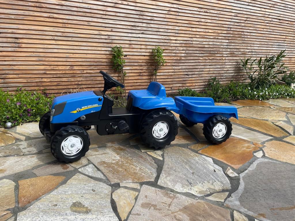 Rolly Toys RollyKid New Holland T7040 TrapTractor met aanhan, Ophalen, Zo goed als nieuw, Trapvoertuig