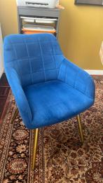 Eettafelstoelen, stoel, stoelen, fauteuil, blauw, goud, Ophalen, Zo goed als nieuw, 75 tot 100 cm, 50 tot 75 cm