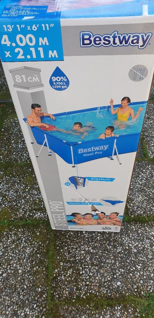 Bestway zwembad 400x211x81 1xgebruikt, Ophalen, 200 tot 300 cm, 80 tot 120 cm, Zo goed als nieuw