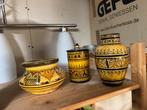 Antiek aardewerk set - 3 stuks, handbeschilderd, Ophalen of Verzenden